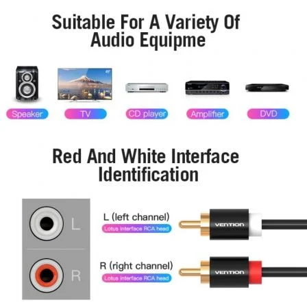 Vention Cable estéreo VAB-R06-B300 2x RCA macho a 2x RCA macho, 3m, Negro